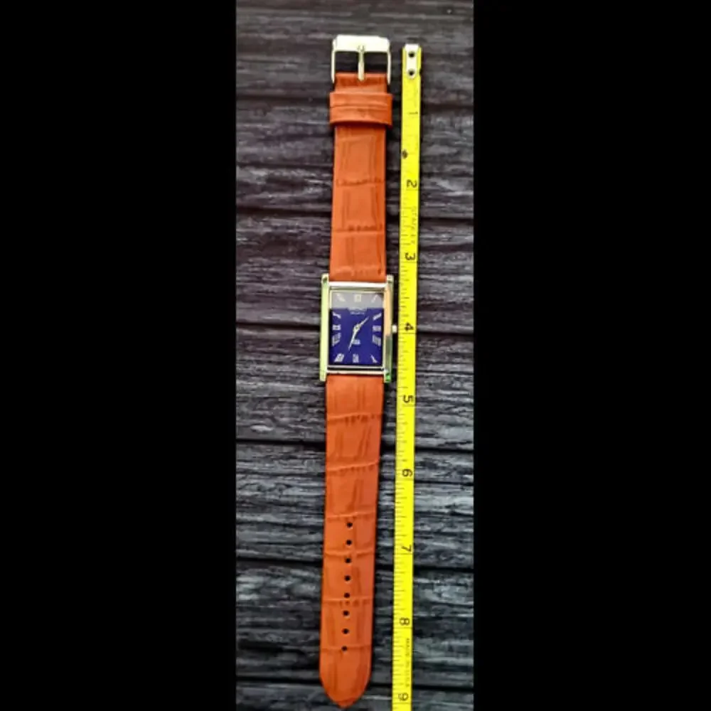 NOS Mens Tank Rectangular Blue Dial‎ Slim Seiko Dress Watch New Mvt & Batt🌟